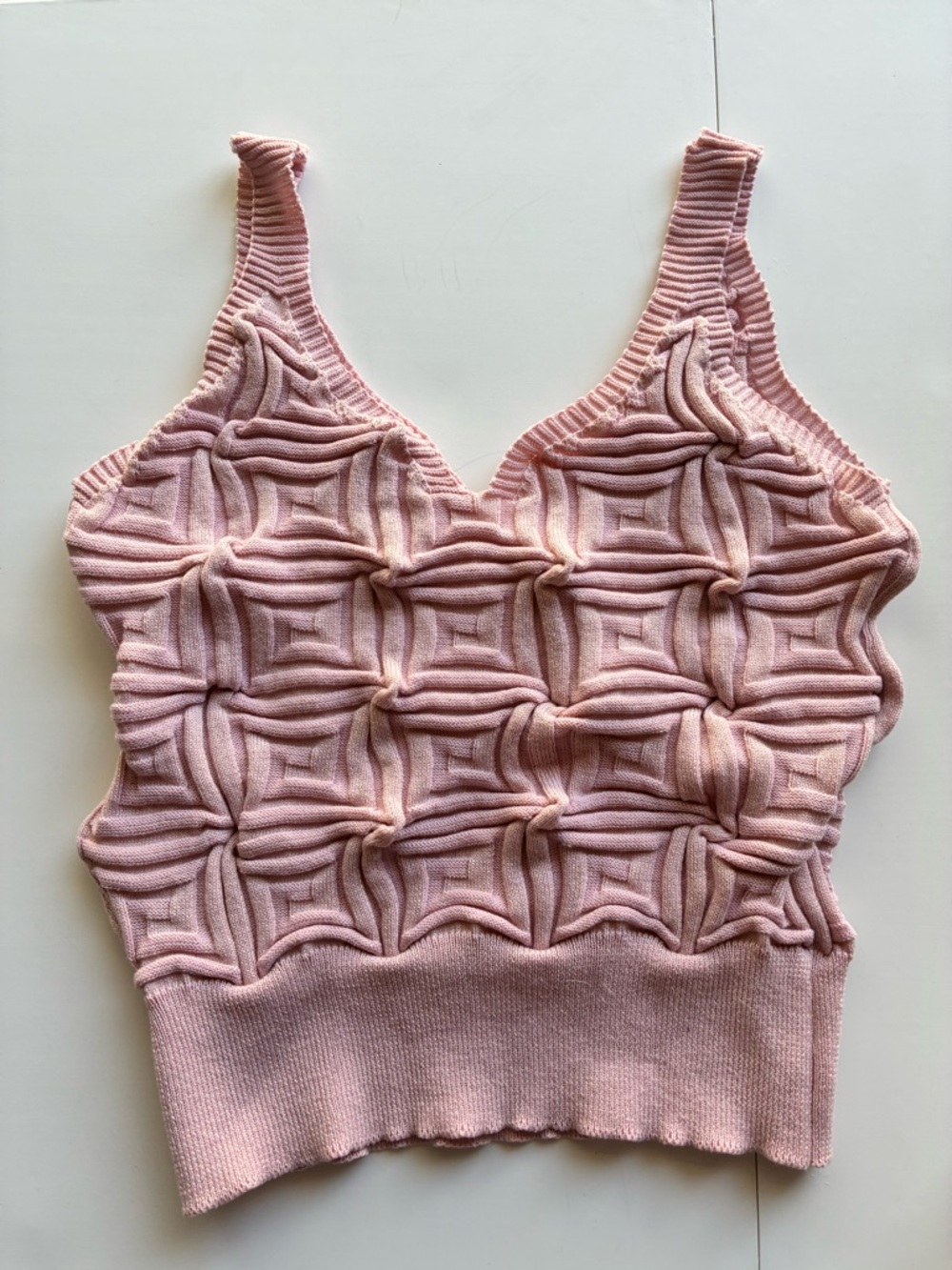 SHEIN Pink Textured Knit Tank Top
